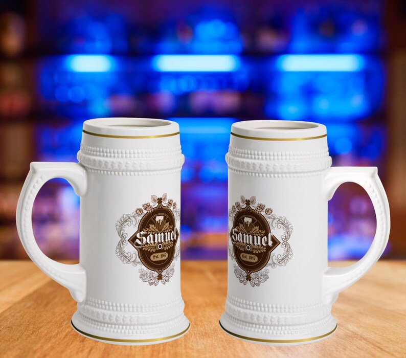 Personalized Beer Glass Custom Beer Stein Mug Vintage Style Cup Engraved Personalized Glass