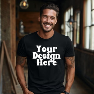 Bella Canvas 3001 Mockup, Bella Canvas Mockup, Mockup Bella And Canvas 3001, Male Model Mockup, Bella Canvas 3001Black Mockup, Black Bella