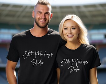 Bella Canvas 3001 Mockup, zwarte Bella Canvas Mockup, Tshirt Bella Canvas 3001 Mockup, Bella Canvas 3001 Model Mockup, paar Bella Canvas