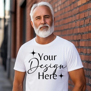 Gildan 5000 Mockup, modello maschile Gildan 5000 Mockup, G5000 camicia bianca Mockup, Gildan 5000 modello Mockup, Mens Gildan 5000 Mockup