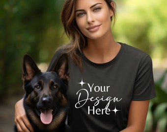 Gildan 64000 Tshirt Mockup | G640 T shirt Mockup  | Dog Mom Gildan TShirt | Dark Heather Gildan 64000 Mockup l Model Mockup l Trendy