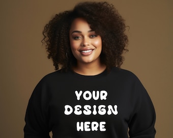Gildan Black Sweatshirt Mockup | Sweatshirt Model Mockup | Simple Mockup | Black Gildan Oversized Crewneck Mockups l Gildan 18000 Mockup