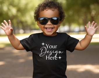 Kids Bella Canvas 3001T Black T-Shirt Mockup Kids T-Shirt Mockup Boy TShirt Mockup Kids Outdoor Mockup Toddler Boy Mockup Kids TShirt