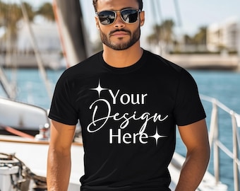 Comfort Colors C1717 Manmodell Mockup Svart Färg, Comfort Colors 1717 T-shirt Mockup, Estetisk Mockup, Herr Mockup Nedladdning, 1717 Mockup Fil