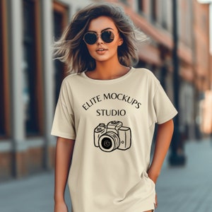 Sand Bella Canvas 3001 Mockup, Sand Unisex T-shirt Mock Up, T-Shirt Mockup, Flat Lay T-shirt Mock up, Tshirt Mockup, Female  Model