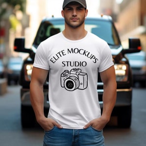 Bella Canvas 3001 Mockup, White Bella Canvas 3001 Mockup, Bella And Canvas Model Mockup,  T-Shirt Mockup, Male t-shirt Mockup, Model Mockup