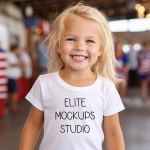 5000B White Toddler Girl Kids Mockup Kid Modeled Shirt Mockups Gildan 5000B Mockup Child Mockup Toddler Mockup Girl 5000B Shirt Mockup