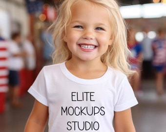 5000B White Toddler Girl Kids Mockup Kid Modeled Shirt Mockups Gildan 5000B Mockup Child Mockup Toddler Mockup Girl 5000B Shirt Mockup