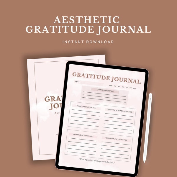 Digital Gratitude Journal, Daily Gratitude Journal for iPad, GoodNotes, Digital Journal, Mental Health, Self Care & Mindfulness Journal