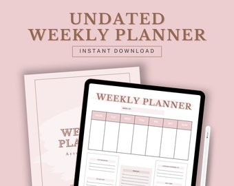 Digital Weekly Planner (UNDATED) Goodnotes planner, iPad planner, Notability planner, Undated digital planner, Aesthetic Digital Planner