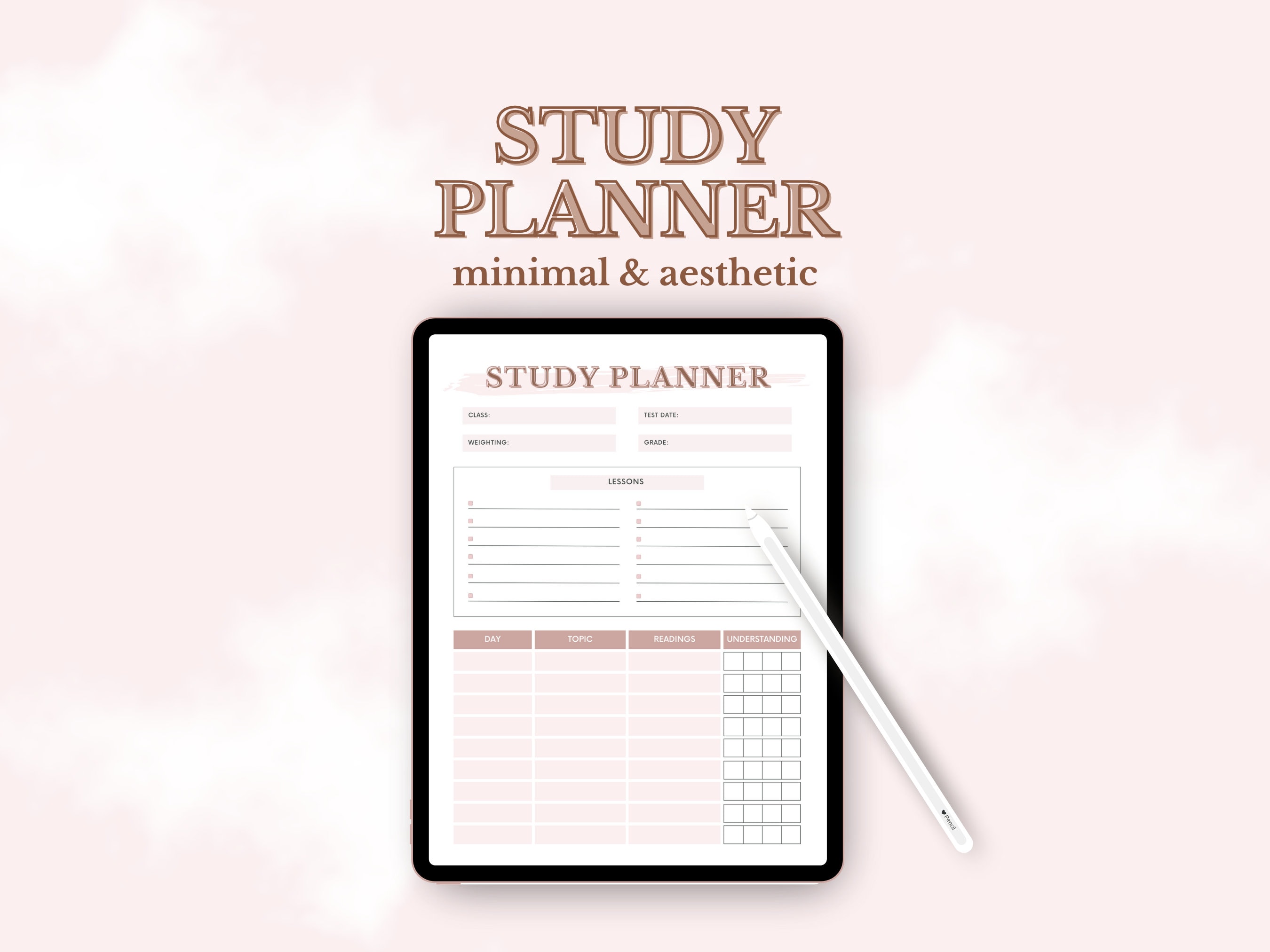 Student planner pdf, Printable Study tracker, homework plan