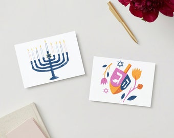 PACK of Menorah/ Dreidel Hanukkah Cards