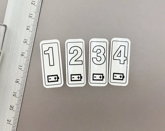 Drone Battery Numbering Stickers - Custom Battery Labels - Decals for your batteries (Set of Numbered White Stickers)