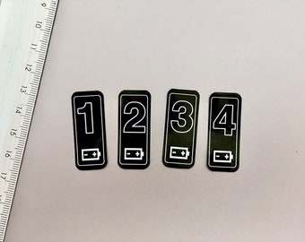 Drone Battery Numbering Stickers - Custom Battery Labels - Decals for your batteries (Set of Numbered Black Stickers)