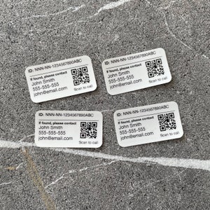 4x aangepaste drone-ID-stickers: weerbestendige FAA/CAA-registratiestickers voor identificatie (set van 4 stickers)