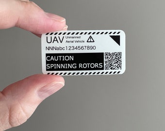 Drone ID decals with FAA Registration Number / CAA Operator Id (Set of 4 Stickers)