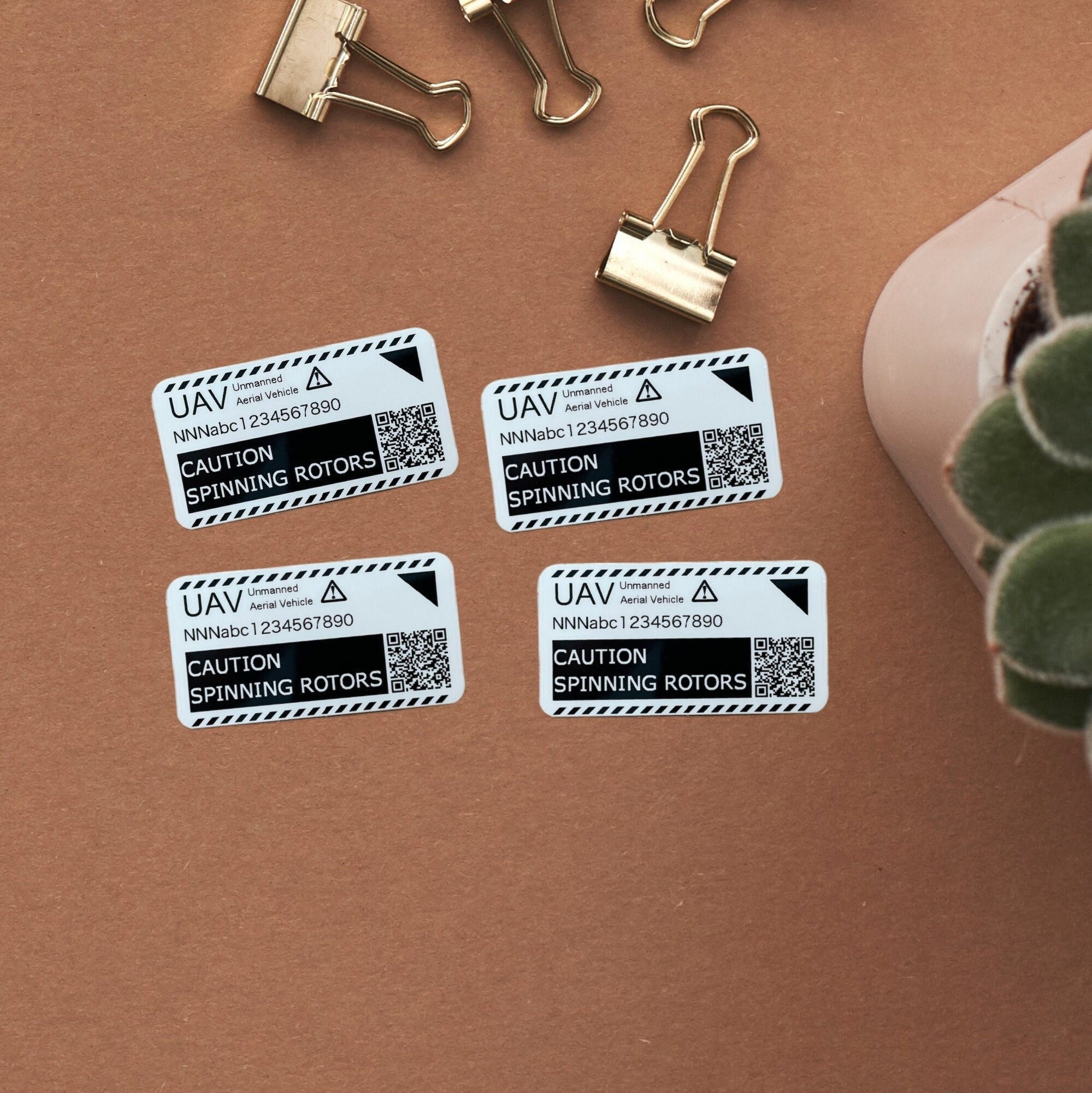 FAA Drone Registration Tag Sticker - Self-Adhesive, Engraved Text, All Scales