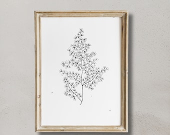 PRINTABLE botanical sketch | flower sketch art | neutral art | black and white drawing
