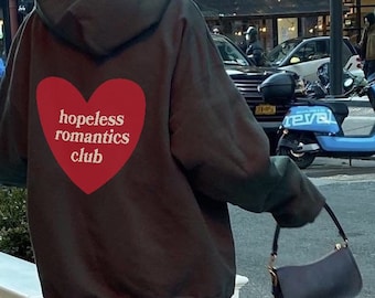 Sudadera con capucha Hopeless Romantics Club: gráfico preppy de gran tamaño y moderno