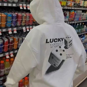 unisex lucky you streetwear graphic hoodie trendy sweatshirt image 1