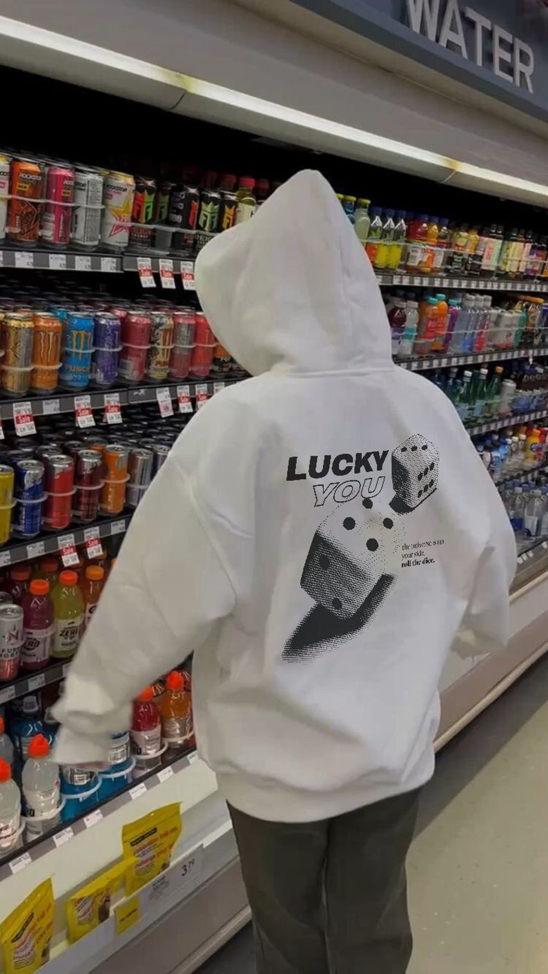 unisex lucky you streetwear graphic hoodie trendy sweatshirt image 1