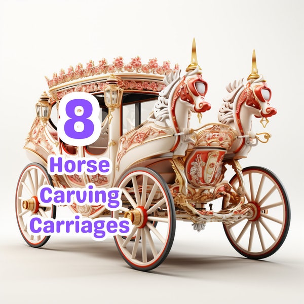 Horse Carving Carriages Digital Download, Commercial Use, 300 DPI, PNG, Background Removed, Art Print, Stickers, Clip Art