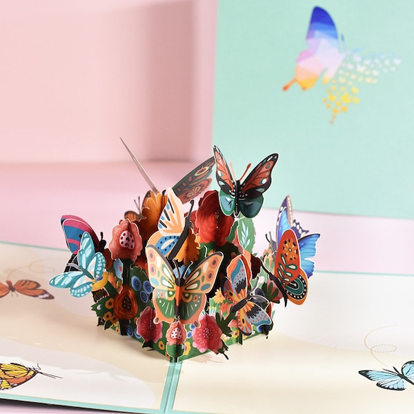 Tarjeta de mariposa 3D para cumpleaños Tarjeta para el día de la madre Tarjeta para el día de San Valentín Tarjeta para aniversario Tarjeta para mamá Tarjeta para ella Tarjeta de felicitación