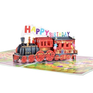 3D Train Birthday pop up Card for Birthday Card for him Birthday Card for her Birthday Card for Boy Train Birthday Card for him