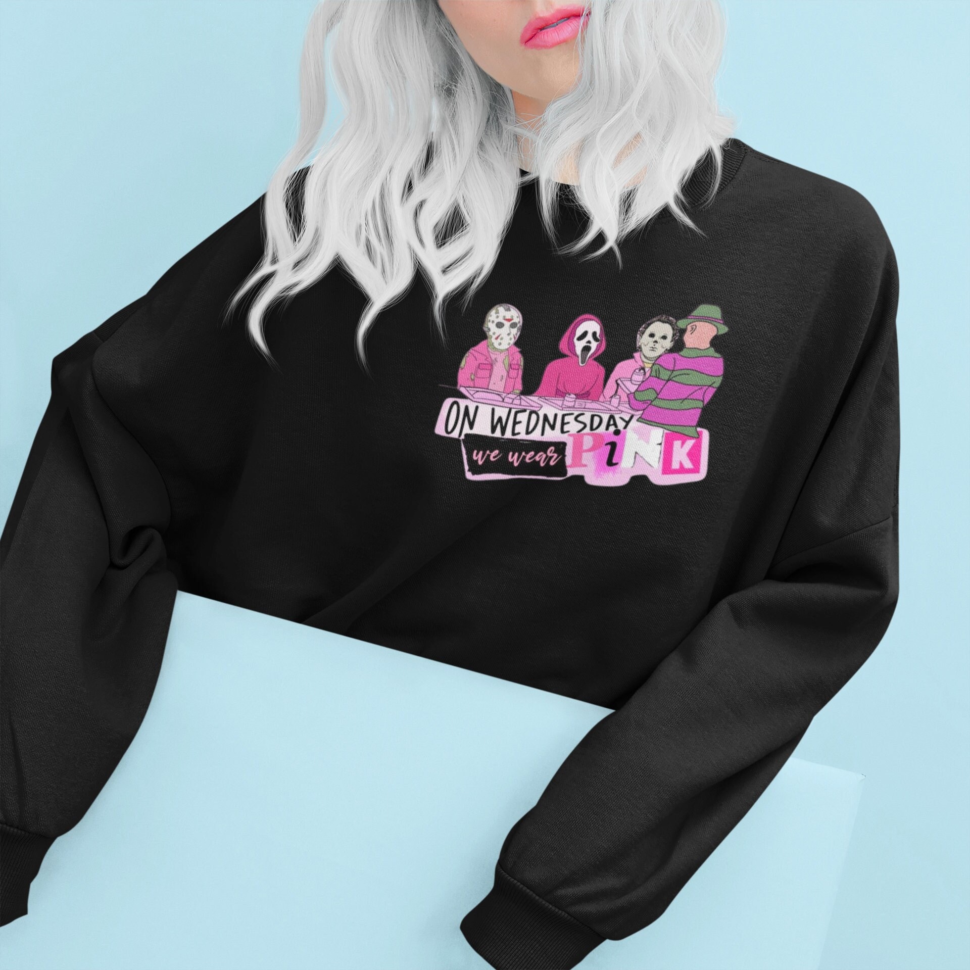 Discover Girly Halloween Hoodie Mean girls crop top mean girls Halloween shirt Fall shirt for girls Y2K hoodie Girly sweater Michael myers sweater