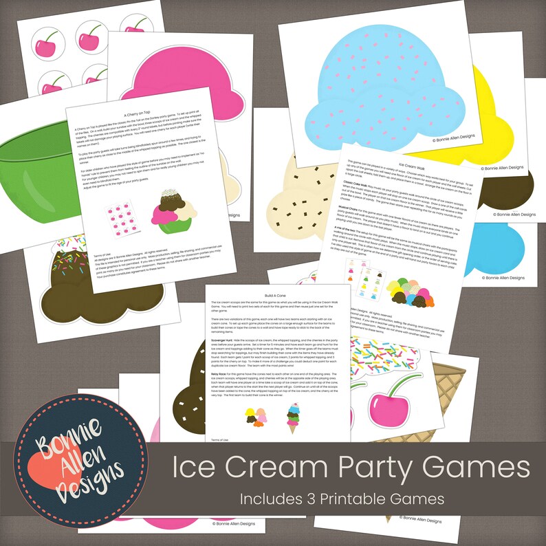 Ice Cream Party Games INSTANT DOWNLOAD Etsy