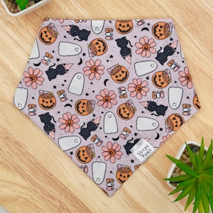 Hippie Halloween - Pet dog cat snap on reversible pet bandana accessories