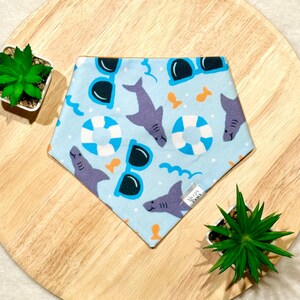 Feeling Fintastic - Pet dog cat snap on reversible pet bandana accessories