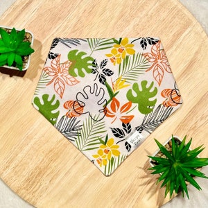 Palm Paradise - Pet dog cat snap on reversible pet bandana accessories