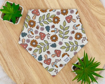 Forest Floral Flower Floor - Pet dog cat snap on reversible pet bandana accessories