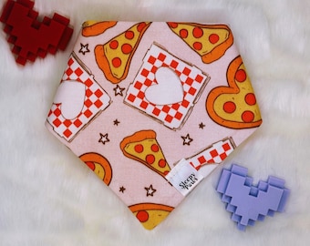 Pizza My Heart - Pet dog cat snap on reversible pet bandana accessories