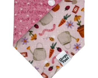 Gardening in Spring - Pet dog cat snap on reversible pet bandana accessories