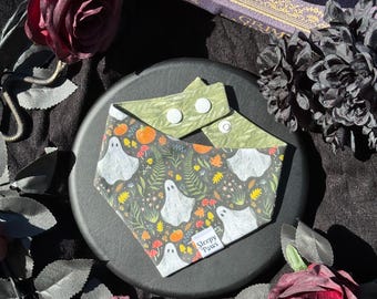 cottagecore woodland ghosts - Pet dog cat snap on reversible pet bandana accessories