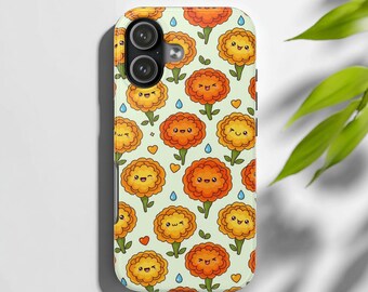 Custodia per telefono con motivo floreale Marigold, custodia per telefono arancione Anime, custodia Marigold, custodia per telefono arancione con motivo, custodia per iPhone 17 16 15 14 13 12 11