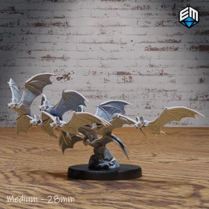 Bat Swarm | Medium | Small | Tabletop Miniatures | Dungeons and Dragons, DND, RPG, TTRPG