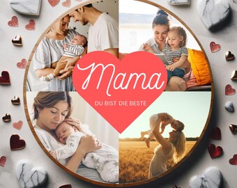 Cake topper with photo | Fondant | Mom | Mother's Day | Mother's Day cake | Mother's Day cake | Mom's birthday cake | Sugar image