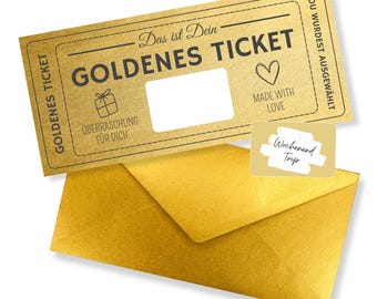 Golden Ticket | Scratch Card | Gift Voucher | Birthday, Gift, Mother's Day, Valentine's Day, Greeting Card