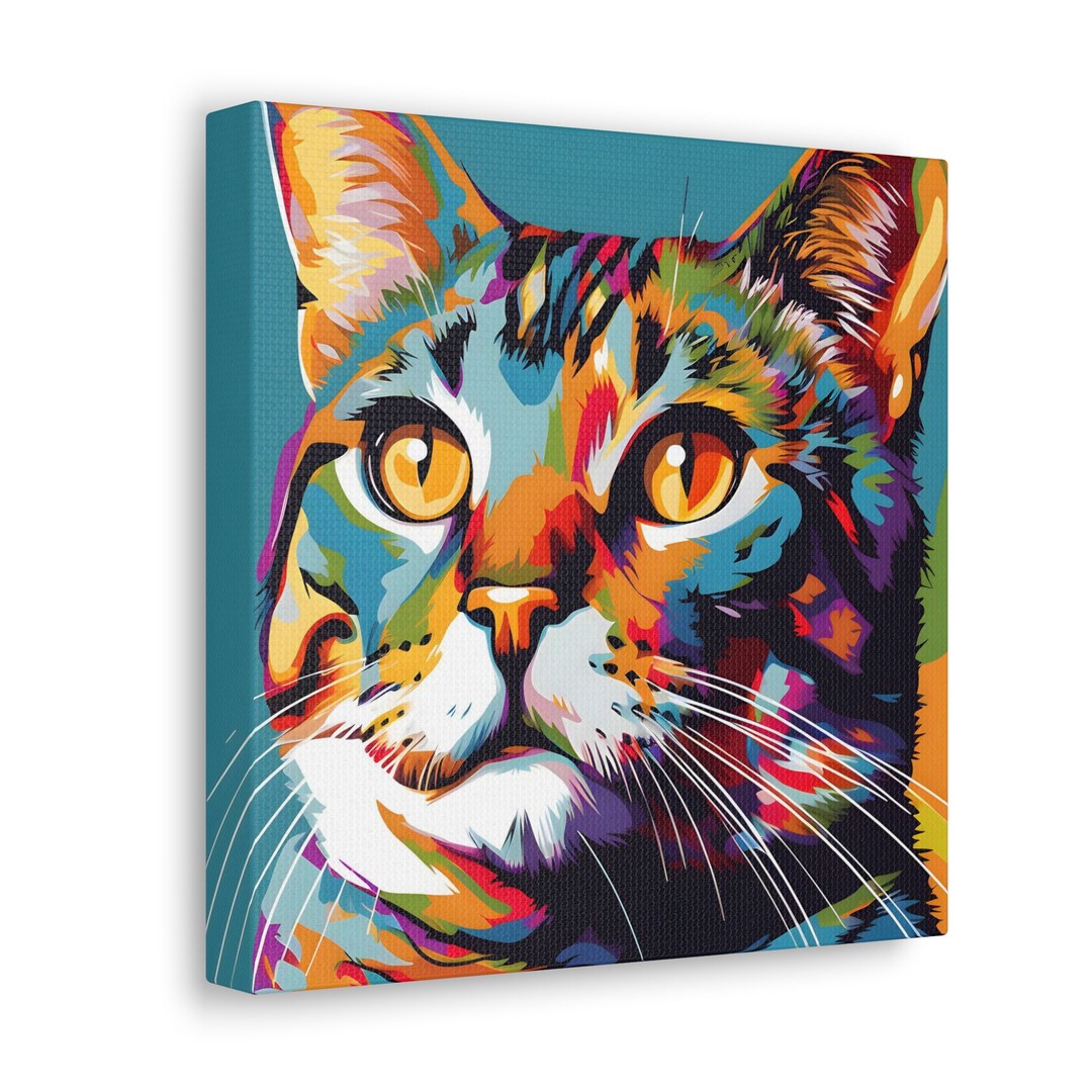 Pop Art Cat Print on Canvas Cat Wall Art Canvas Gallery Etsy