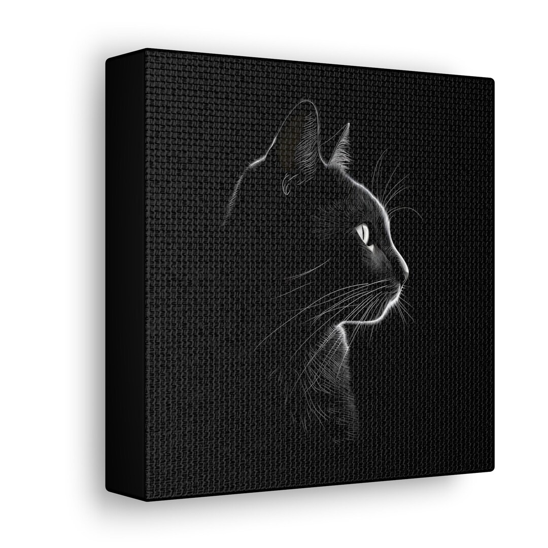 Silhouette Cat Art Print on Canvas Cat Wall Art Canvas Etsy