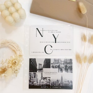 Jeu de 2 cartes d'agenda imprimées l Esthétique minimale l Thème monochrome l New York City NYC l Noir et blanc l Conception de cartes postales