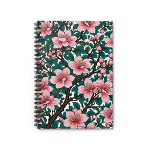 Spiral Bound Notebook, William Morris Inspired Cherry Blossoms, Notebook For Work, Cottagecore, Cute Spiral Notebook, Floral Spiral Notebook