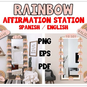 Rainbow Affirmation Station in English and Spanish - Estación de Afirmación