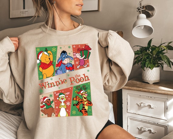 Winnie the Pooh and Friends Christmas Sweatshirt Winnie the Pooh Holiday Sweater Xmas Women Shirt Retro Winnie Winter Sweater Etsy