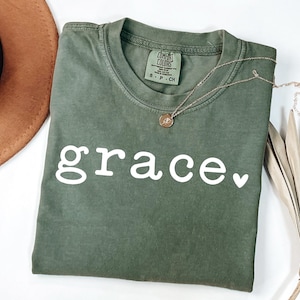 Comfort Colors® Religious Shirt, Jesus Shirt, Grace Heart T-Shirt, Comfort Colors Christian Tee, Faith Tee, Bible Verse