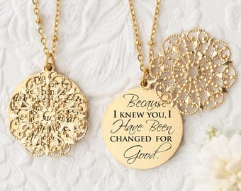 Wicked Because I Knew You Necklace Best Friend Gift Friendship Jewelry Musical Theater Gift Best Friend Jewelry BFF Necklace Teacher Gift