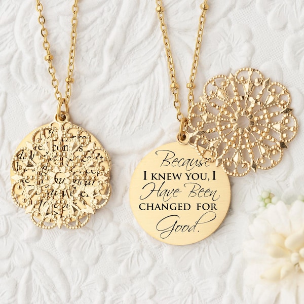 Wicked Because I Knew You Necklace Best Friend Gift Friendship Jewelry Musical Theater Gift Best Friend Jewelry BFF Necklace Teacher Gift